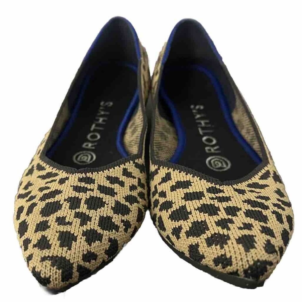 Rothy’s The Point Leopard Cheetah Pointed Ballet Flat Shoes Sz 6 Retired